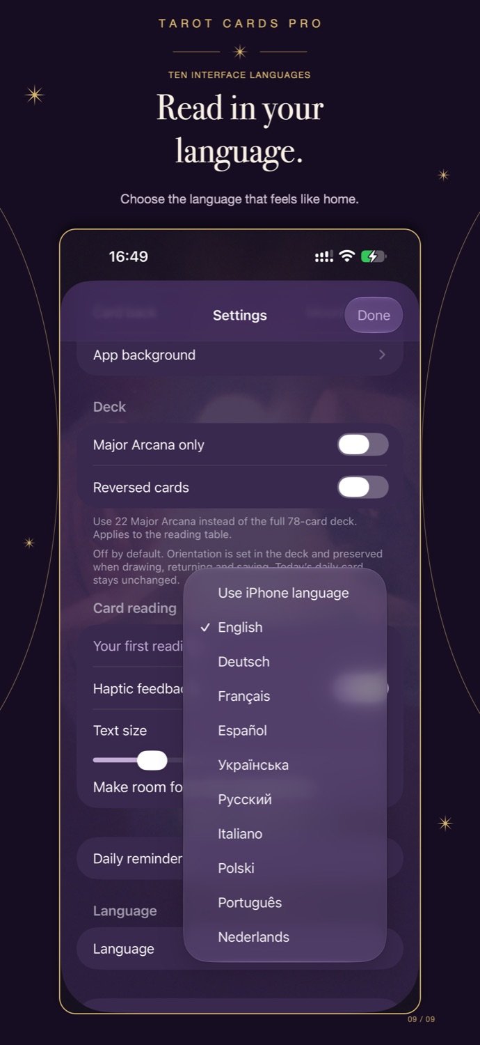 Ten available app languages